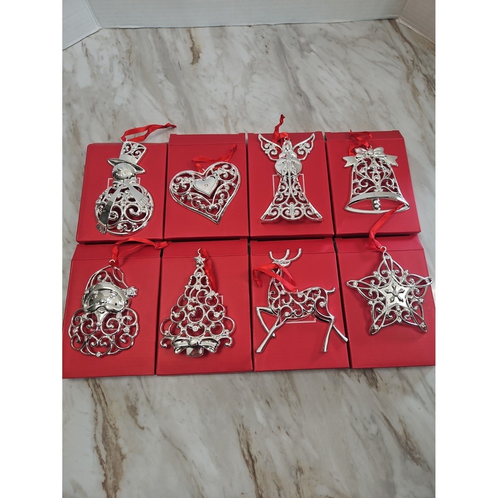 Lenox Sparkle And Scroll Ornaments Lot Of 8 NEW